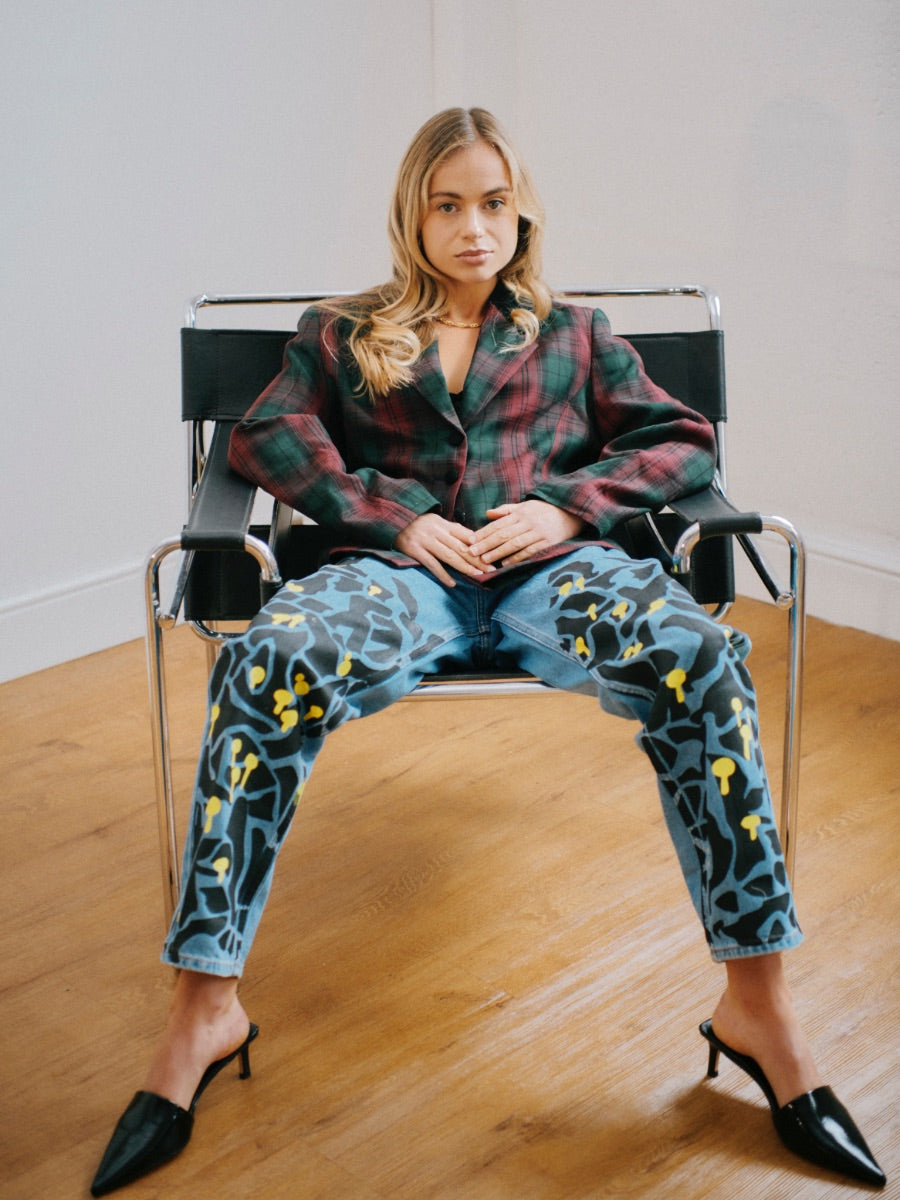 Women's High Waist Jeans | Floral Print | Sustainable | Fanfare