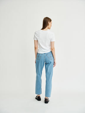 High Waisted Organic & Recycled Plain Blue Jeans