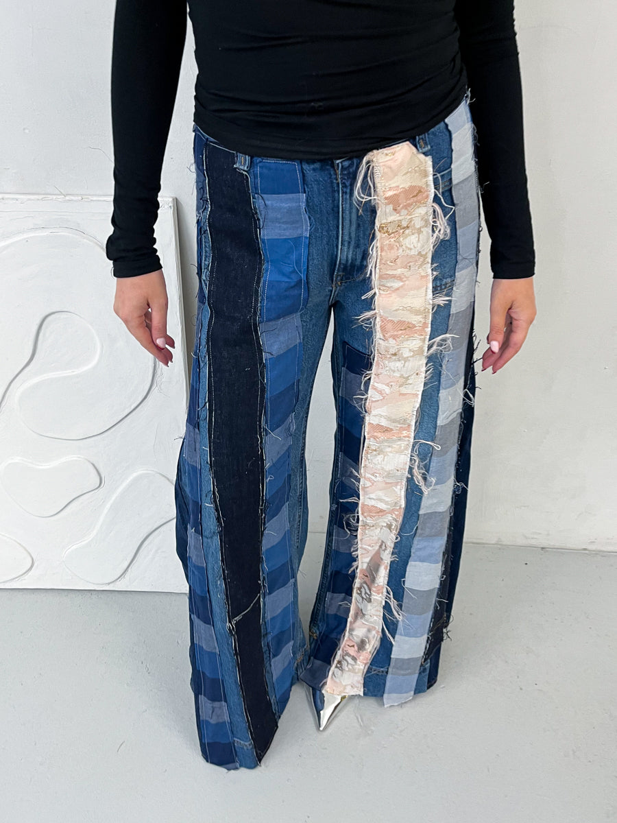 Women's High Waisted Upcycled Oversized Wide Leg Jeans| Upcycled