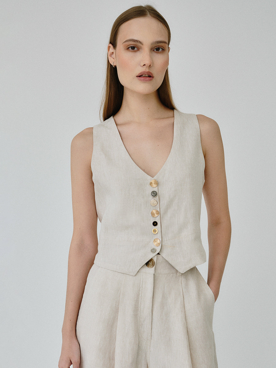 Cream linen waistcoat best sale