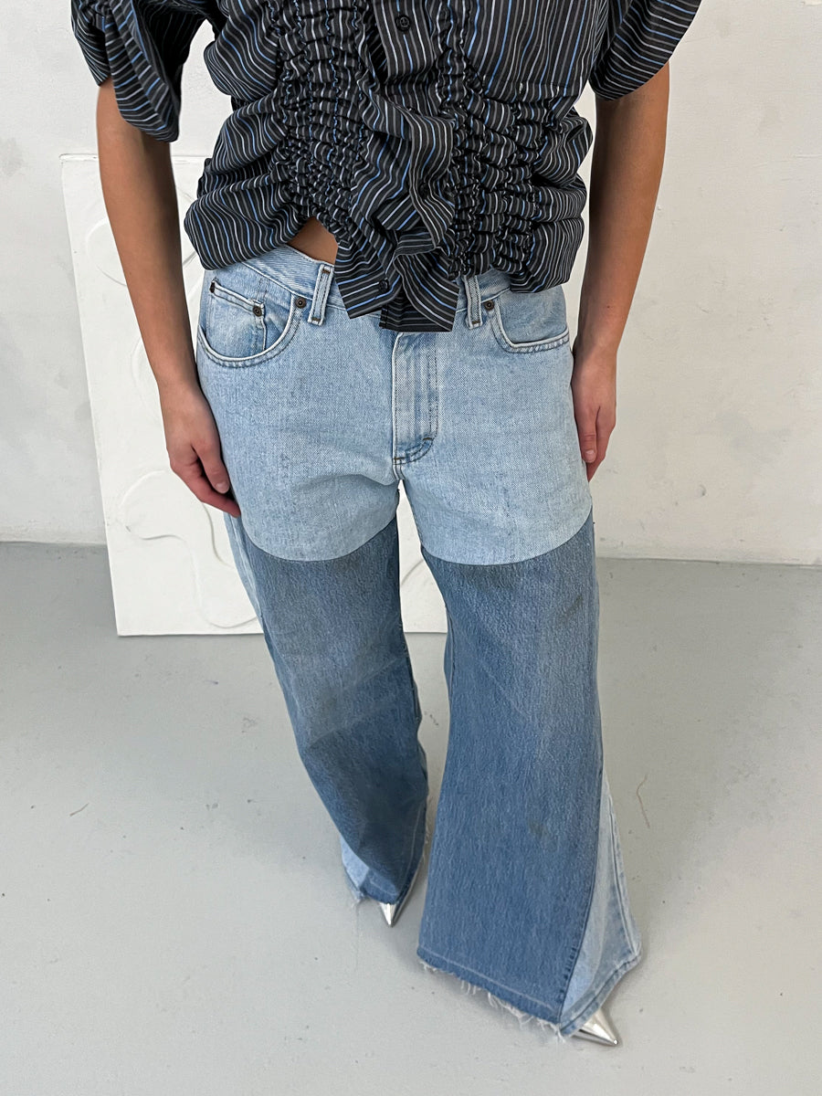 Fora Oversized Upcycled Blue High Waisted Jeans