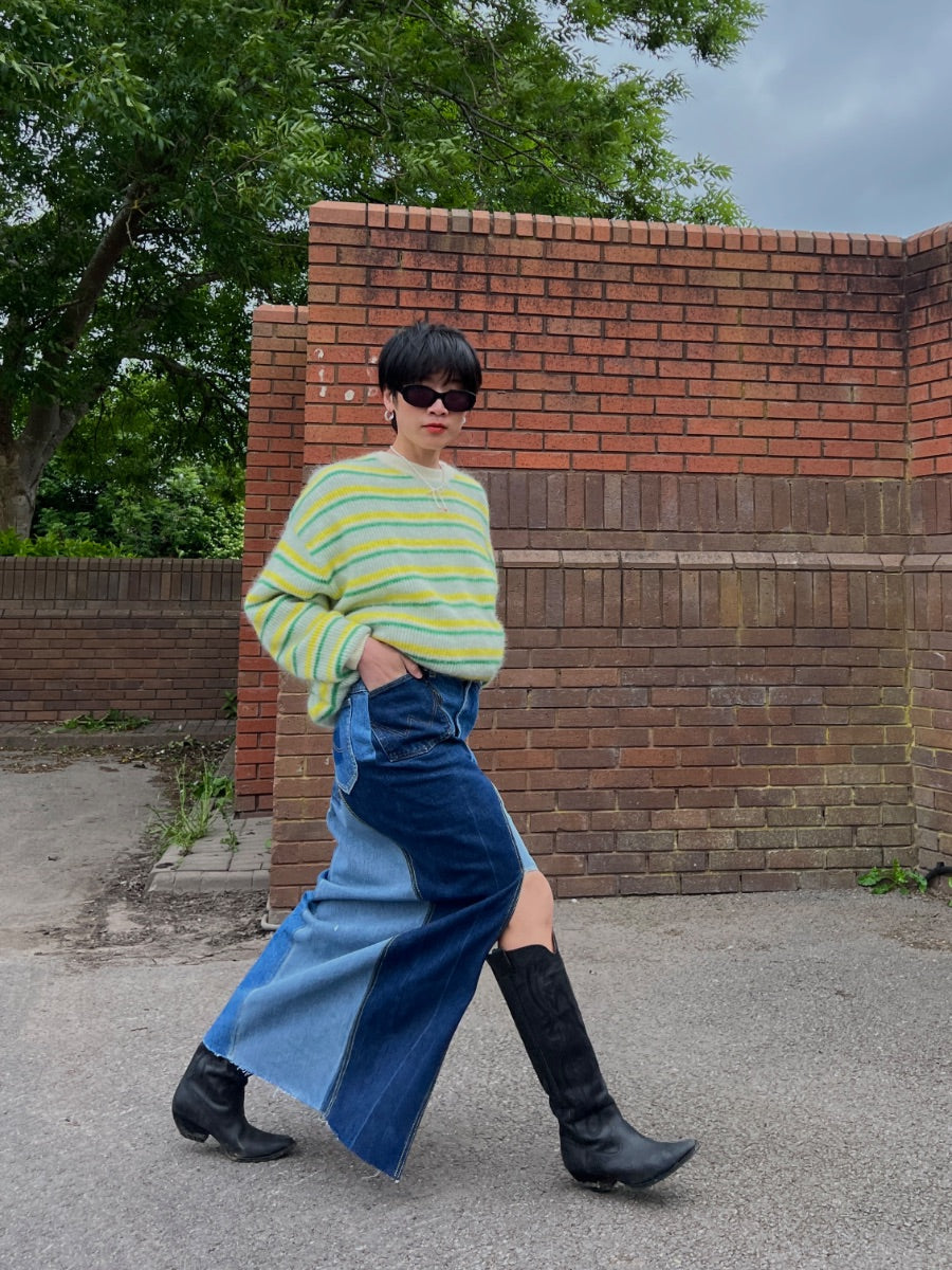 Women's Denim Long Skirt | High Waisted | Sustainable | Fanfare