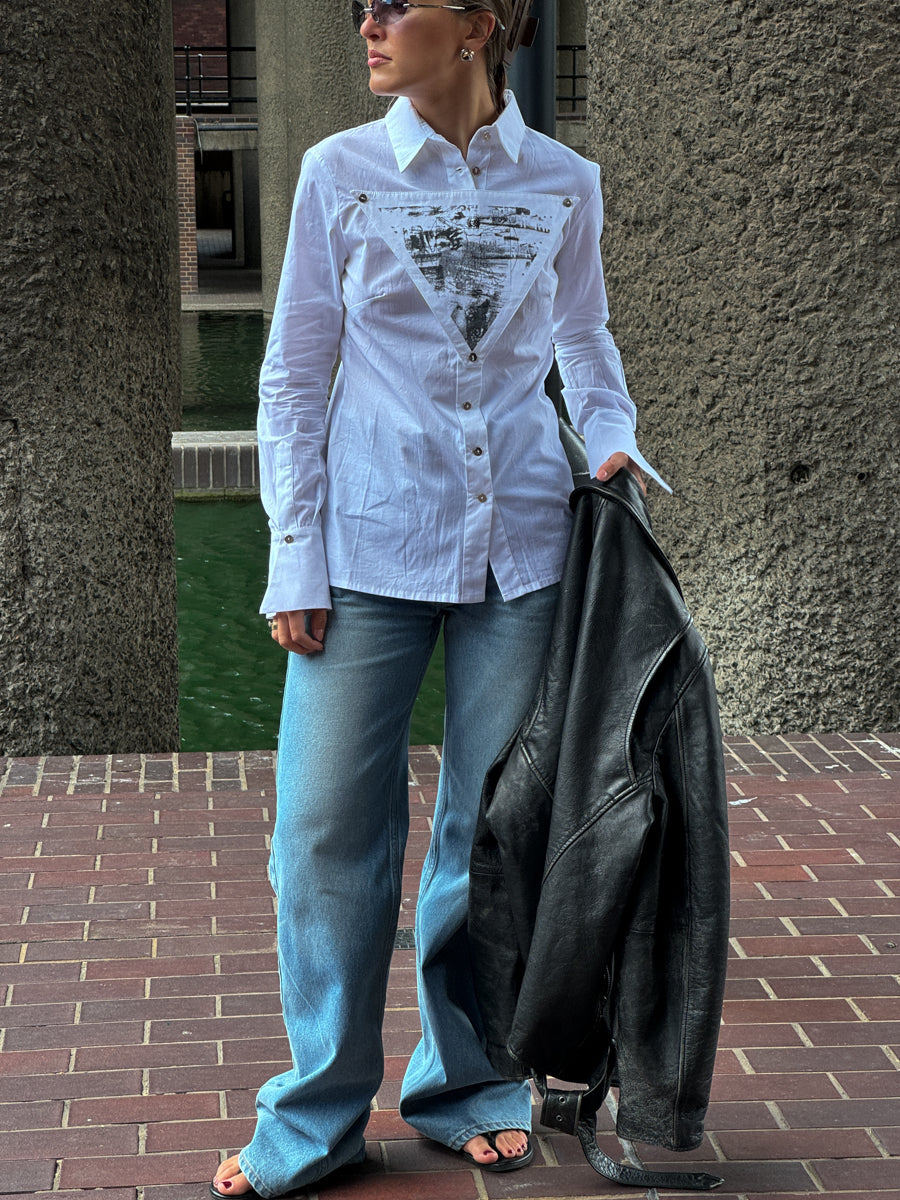 White Shirt With Triangle Feature