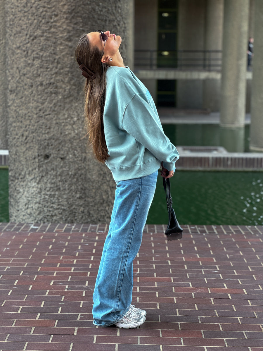 Green Jumper With Blue Stripe