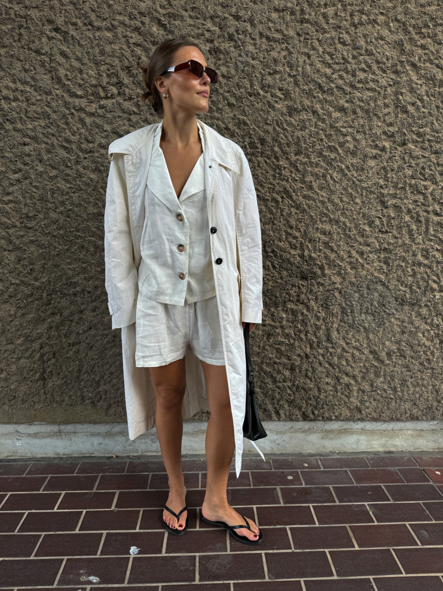 White Linen Lounge Co-ord Short Set