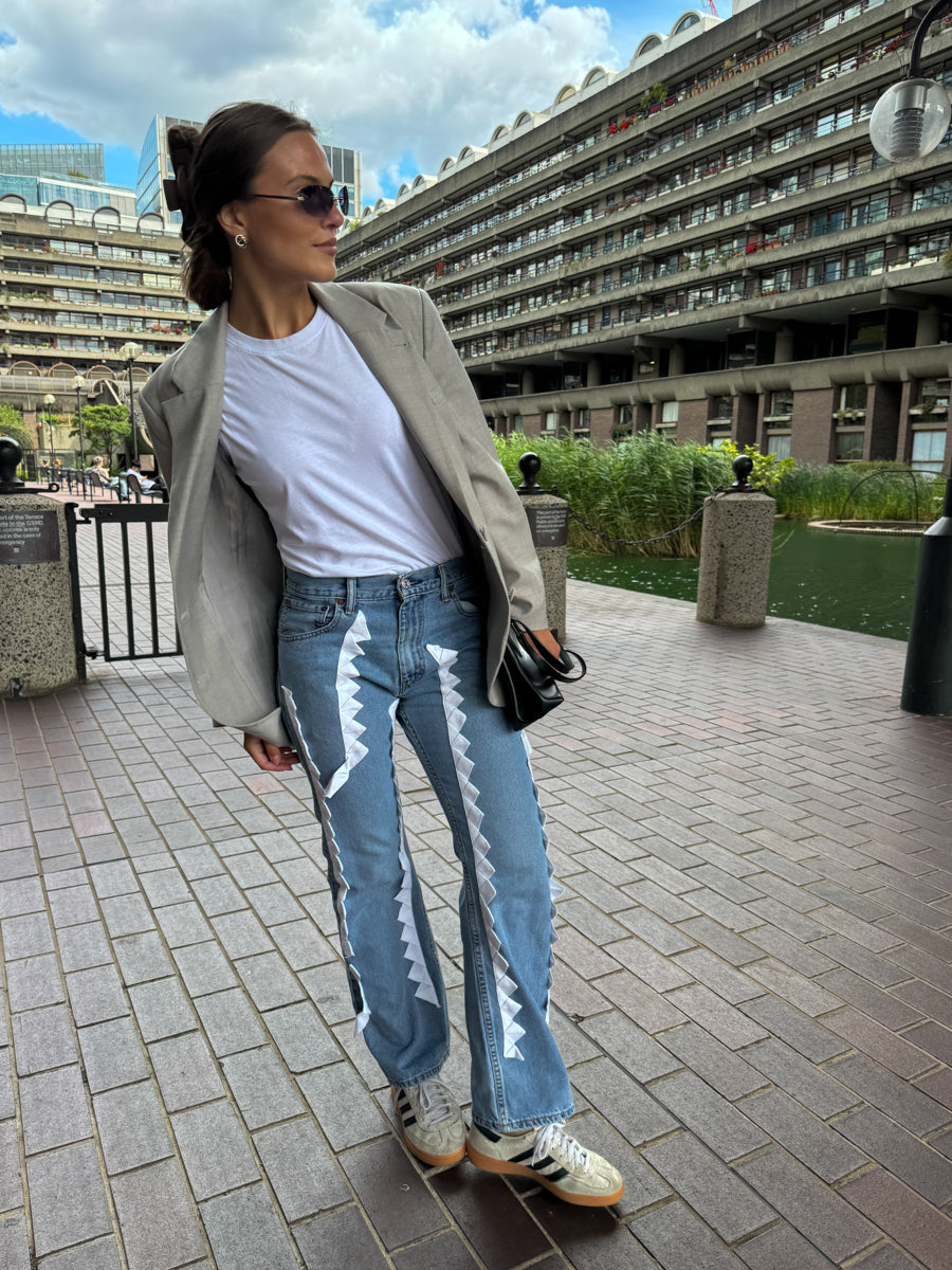 Upcycled White Trim Jeans