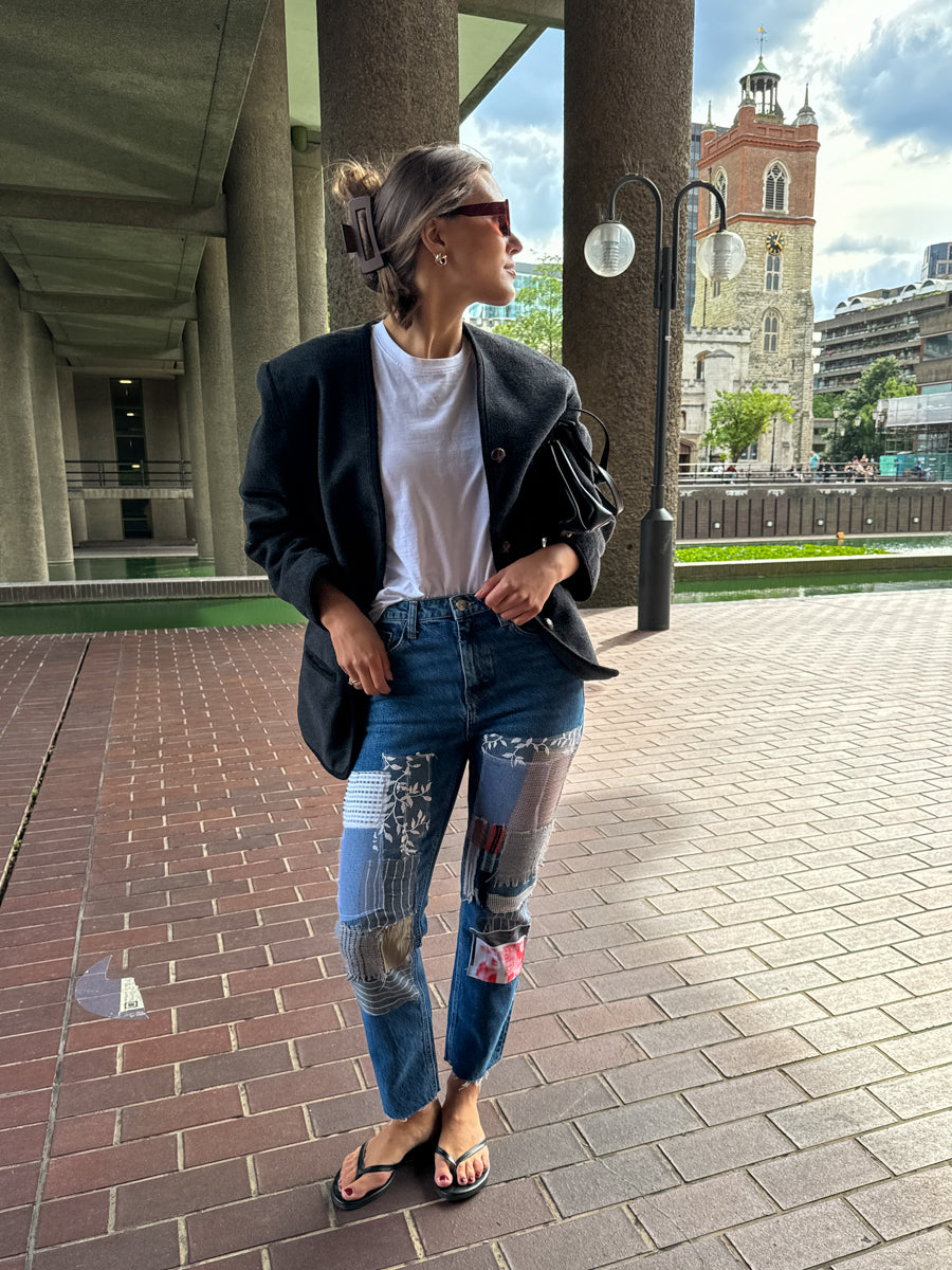 Patchworked Front (Thigh to Knee) Jeans