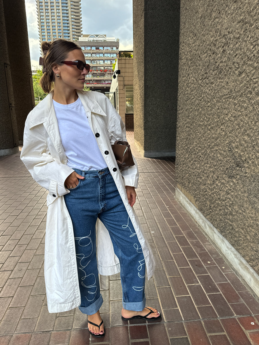 "World Lovers" Embroidered Jeans