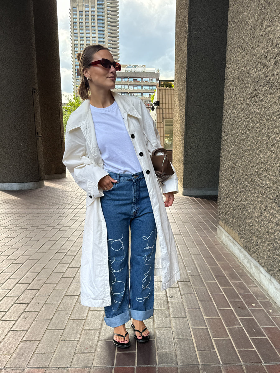 "World Lovers" Embroidered Jeans