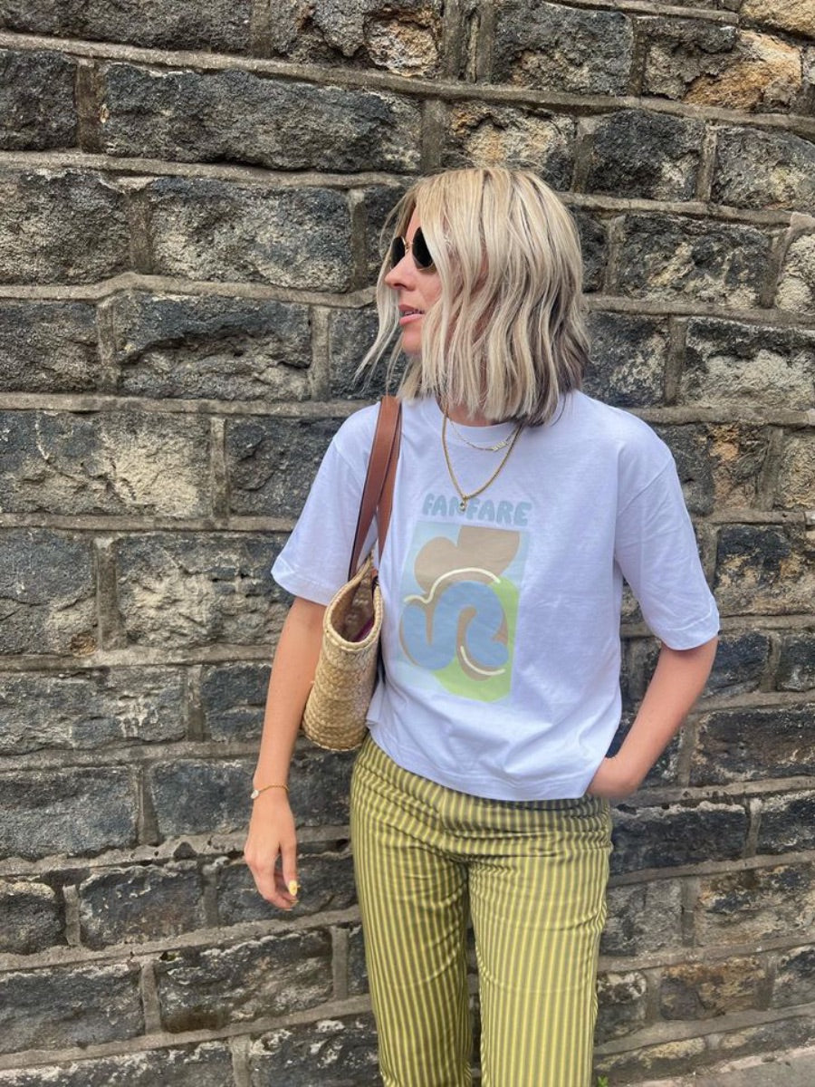 Women's White Organic Cotton Print T-Shirt | Sustainable | Fanfare