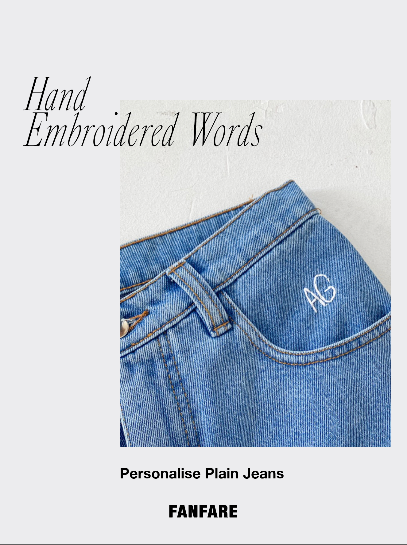 Personalise Fanfare Label Plain Jeans
