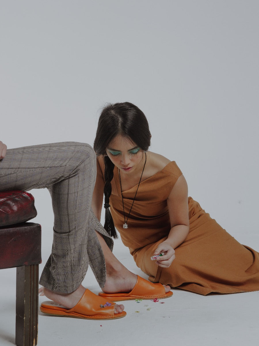 Check skinny suit trouser with ankle cut away detailing, high waisted and made from cotton. Designed & made in the UK by sustainable clothing brand Fanfare Label