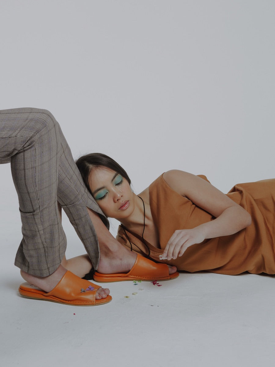Check skinny suit trouser with ankle cut away detailing, high waisted and made from cotton. Designed & made in the UK by sustainable clothing brand Fanfare Label