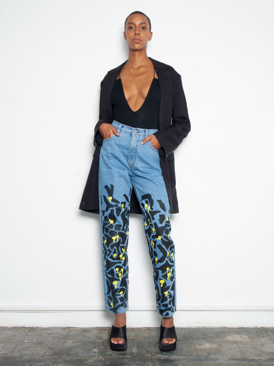 Women's High Waist Jeans | Floral Print | Sustainable | Fanfare