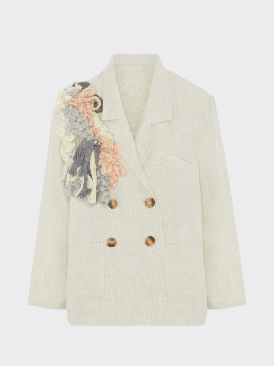 Women's Linen Suit in Beige with Trim | Sustainable | Fanfare