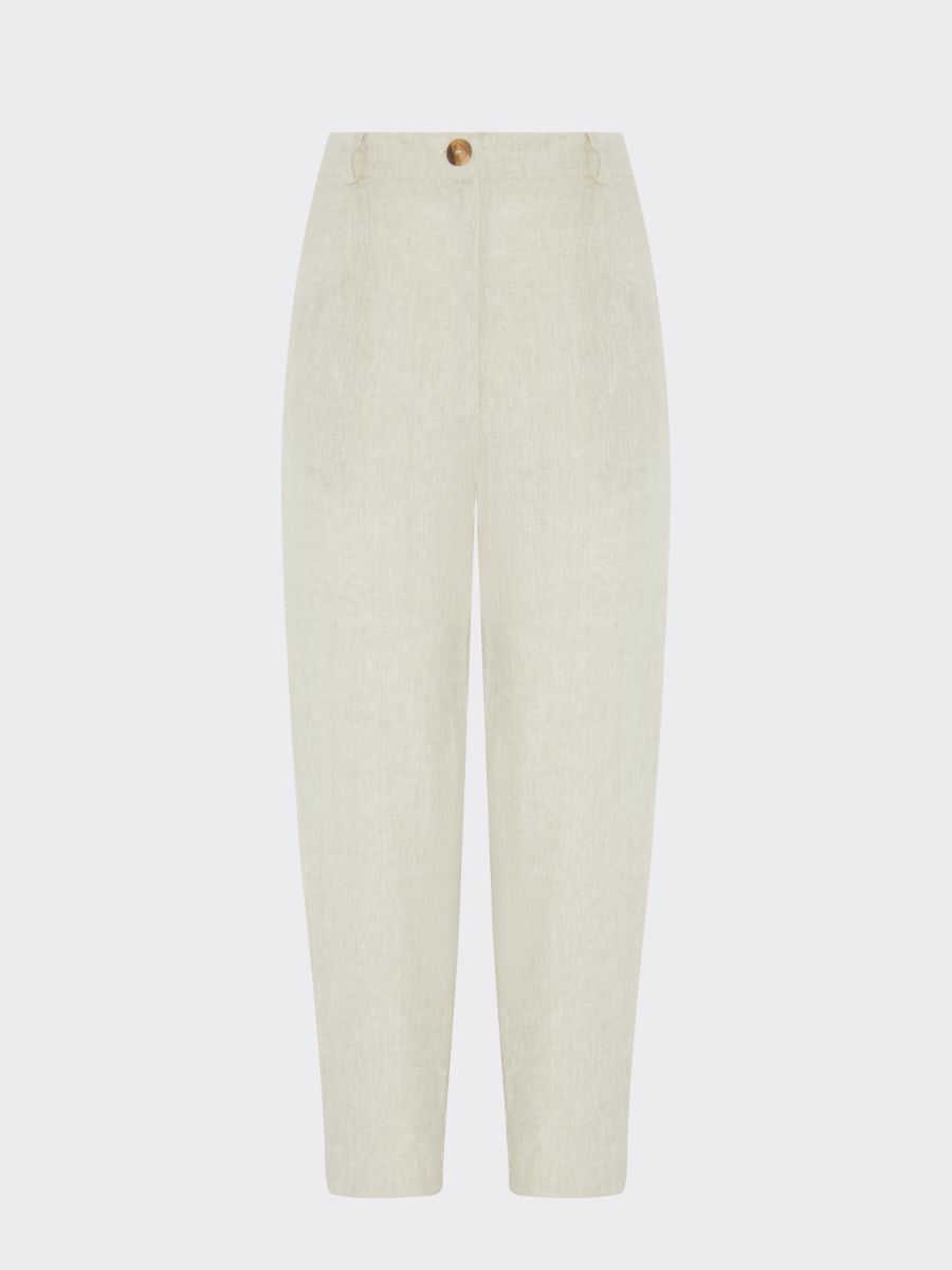 Women's Linen Suit Trousers in Beige with Trim | Sustainable | Fanfare