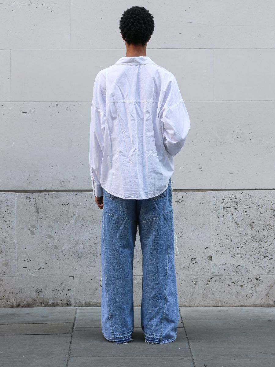 Women's High-Waist Blue Jeans with White Thread | Sustainable | Fanfare