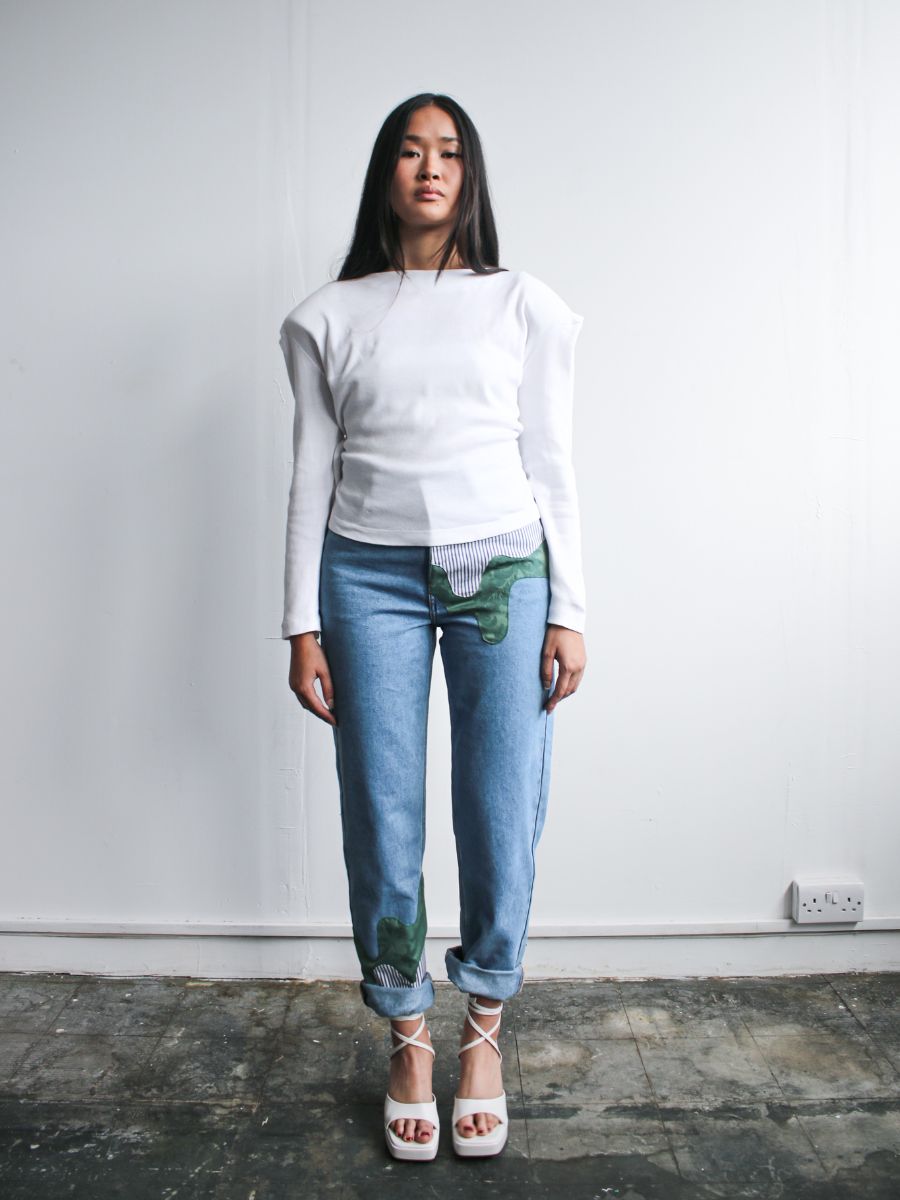 Women's White Top With Shoulder Pads | Organic Cotton | Fanfare