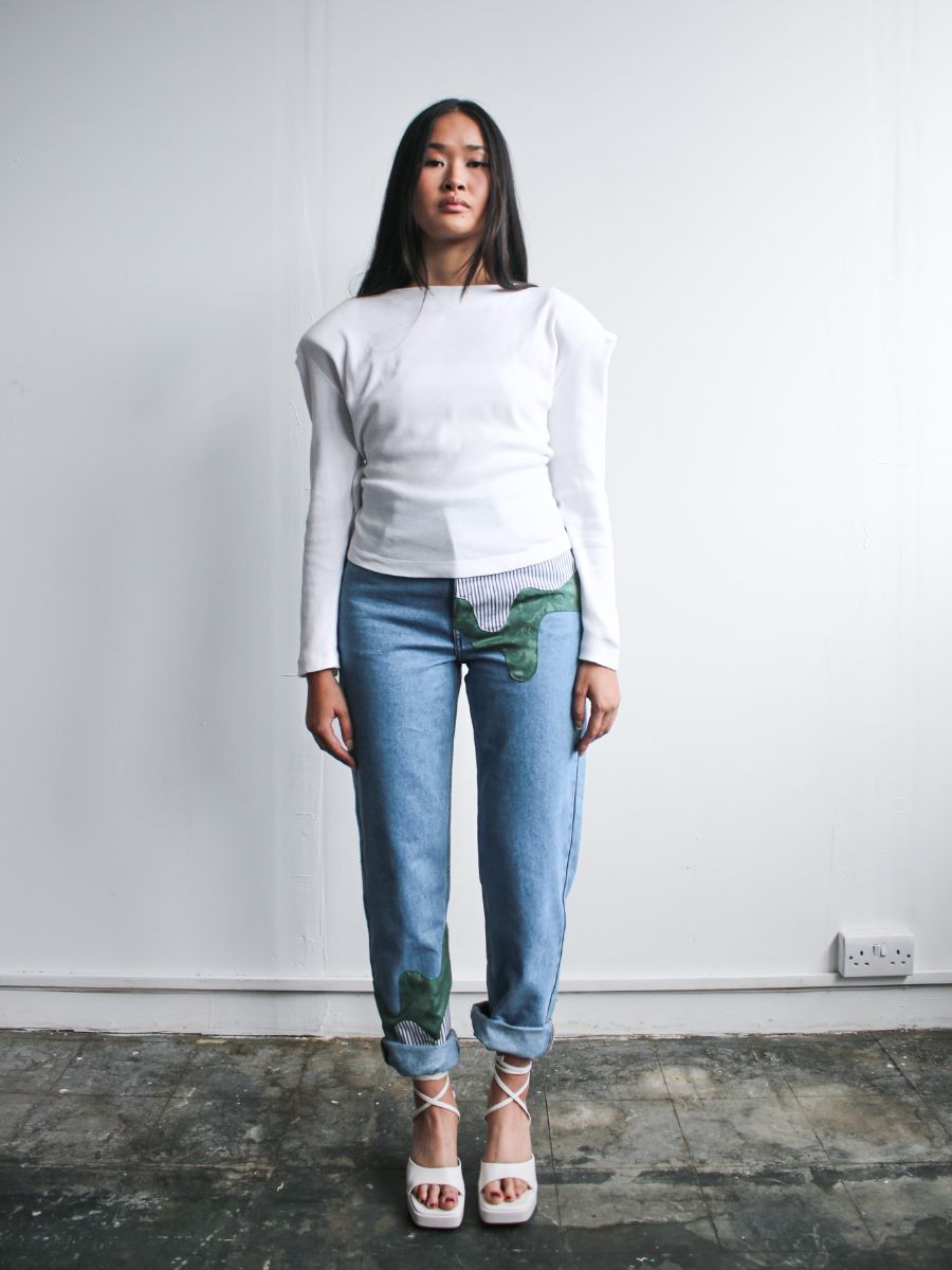 Organic Cotton White Jumper With Shoulder Pads, Fanfare Label