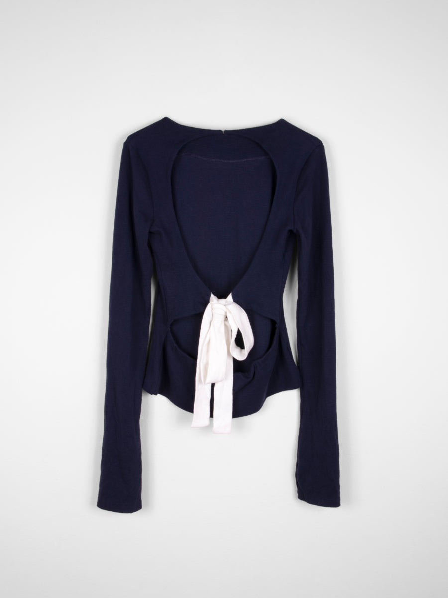 Women's Backless Jumper in Navy | Organic Cotton | Fanfare