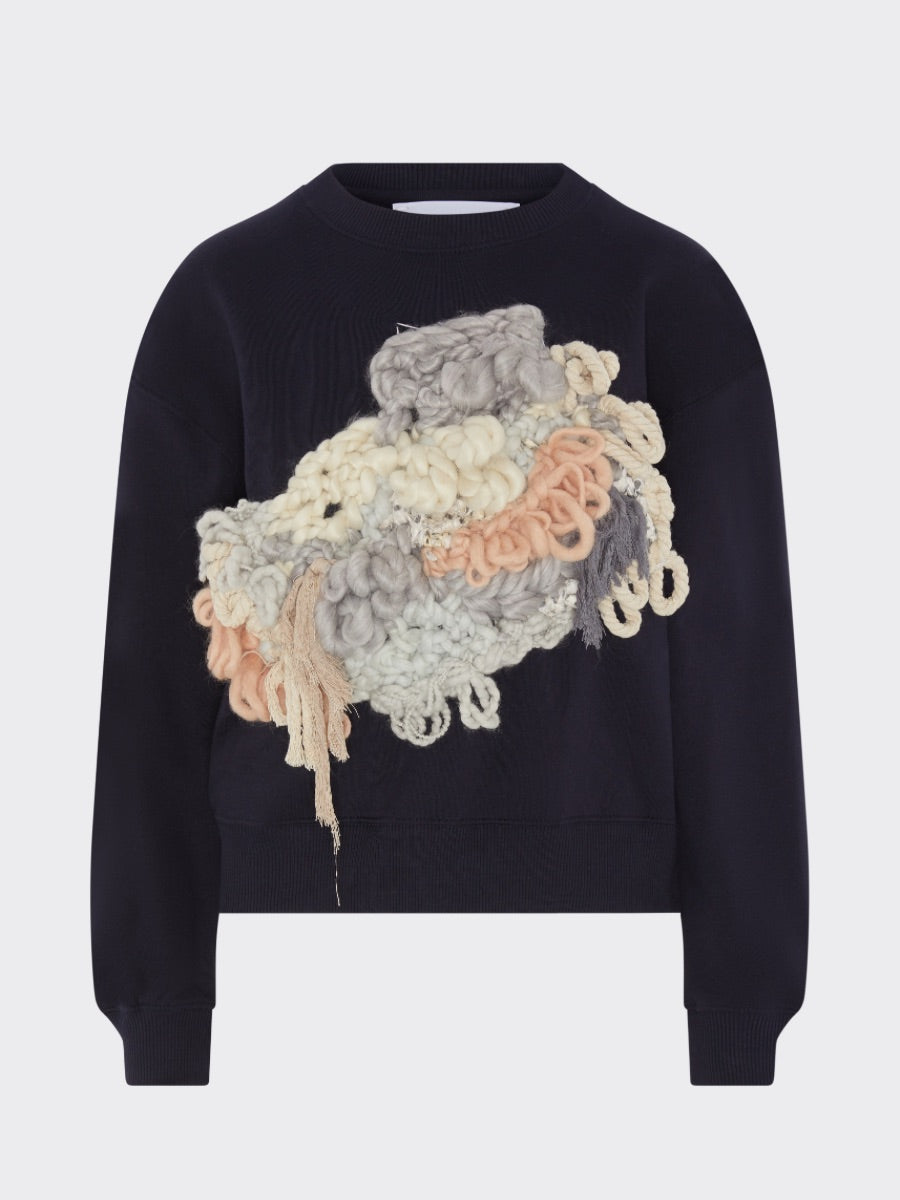 Women's Navy Jumper with Cotton Wool Front | Organic | Fanfare