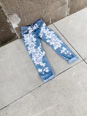 Embroidered Floral Upcycled Jeans