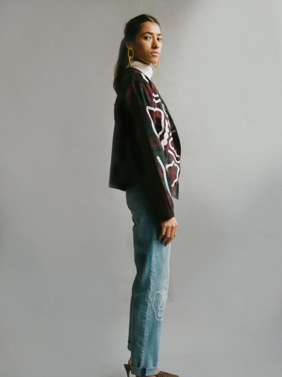 High Waisted Embroidery Jean