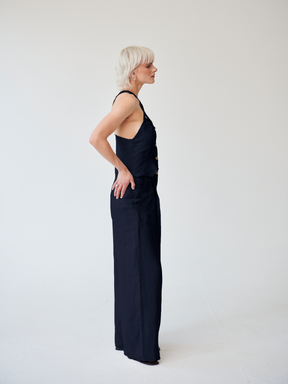 Cropped Waistcoat and High Waisted Wide Leg Trousers made from 100% linen