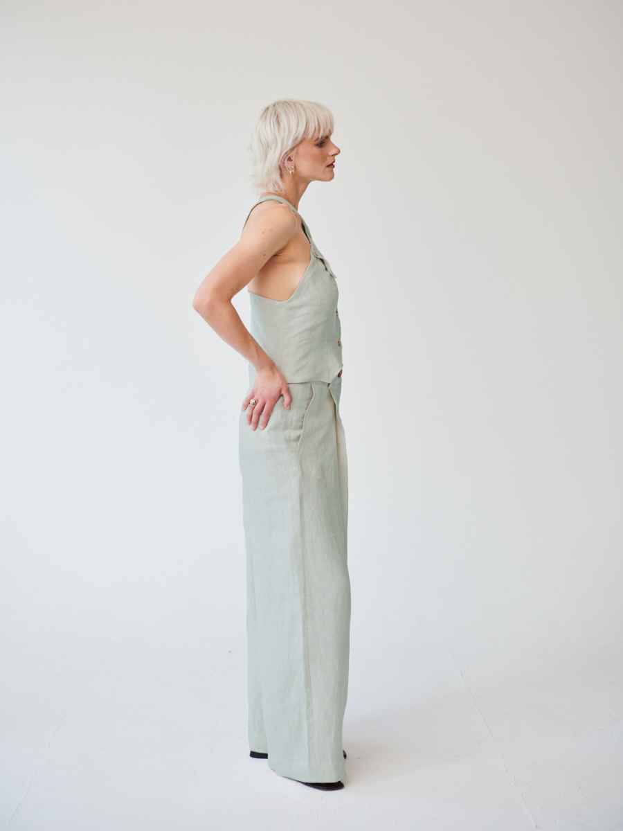 Celeste Linen Trousers in Mint