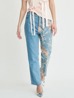 Women's Floral Embroidered Blue Jeans | Sustainable | Delia | Fanfare