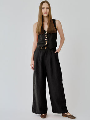 Celeste Linen Trousers in Black