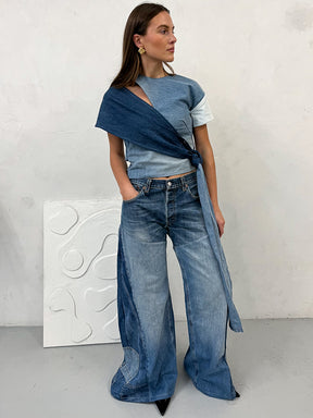 Cia Upcycled Wrap Denim Top