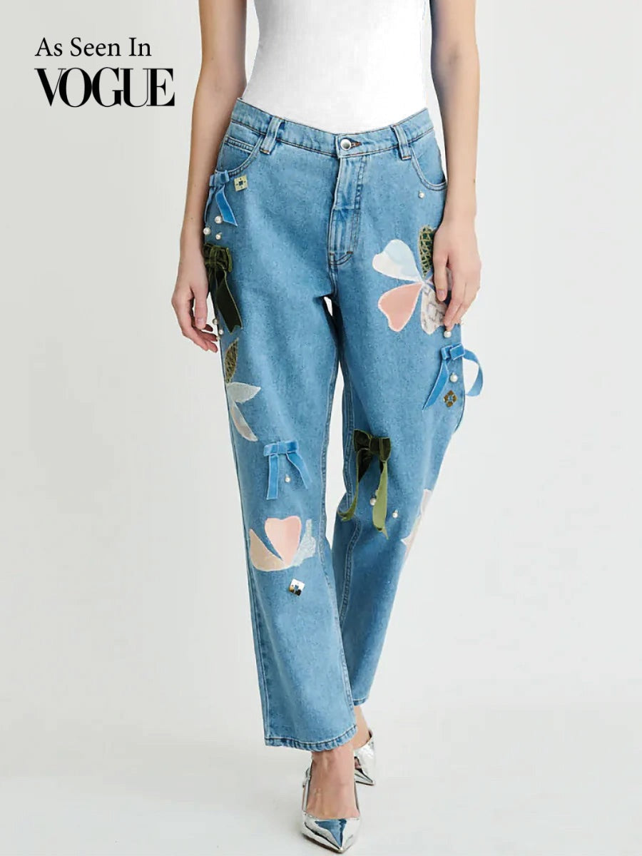 Women's Floral Patchwork Jeans | Upcycled & Sustainable | Fanfare