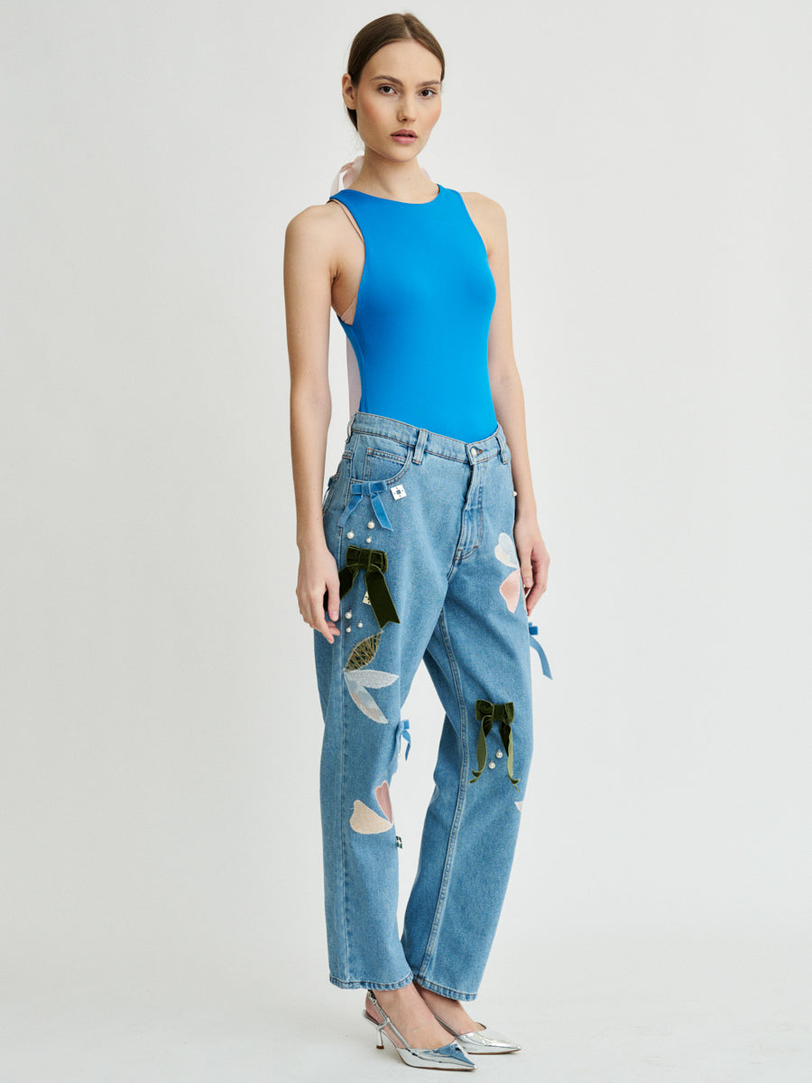 Women's Floral Patchwork Jeans | Upcycled & Sustainable | Fanfare