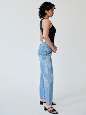 Women's High Waist Blue Jeans | Laser Print | Sustainable | Fanfare