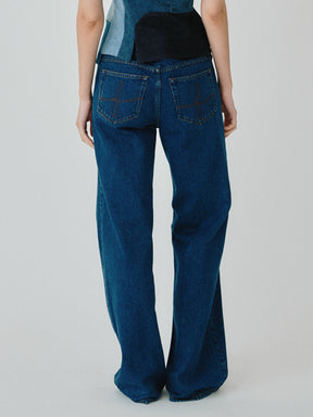 High Waisted Organic & Recycled Wide-Leg Dark Jeans