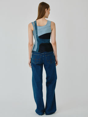 High Waisted Organic & Recycled Wide-Leg Dark Jeans