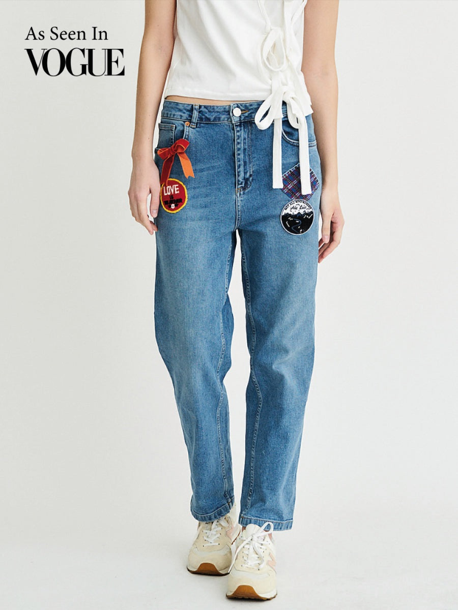 Women's Patchwork Blue Jeans | Sustainable | Owen | Fanfare