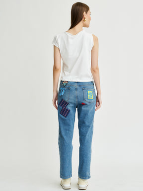 Women's Patchwork Blue Jeans | Sustainable | Owen | Fanfare