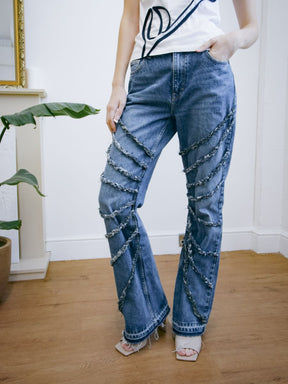 Women's Braided Blue Jeans | Upcycled & Sustainable | Fanfare