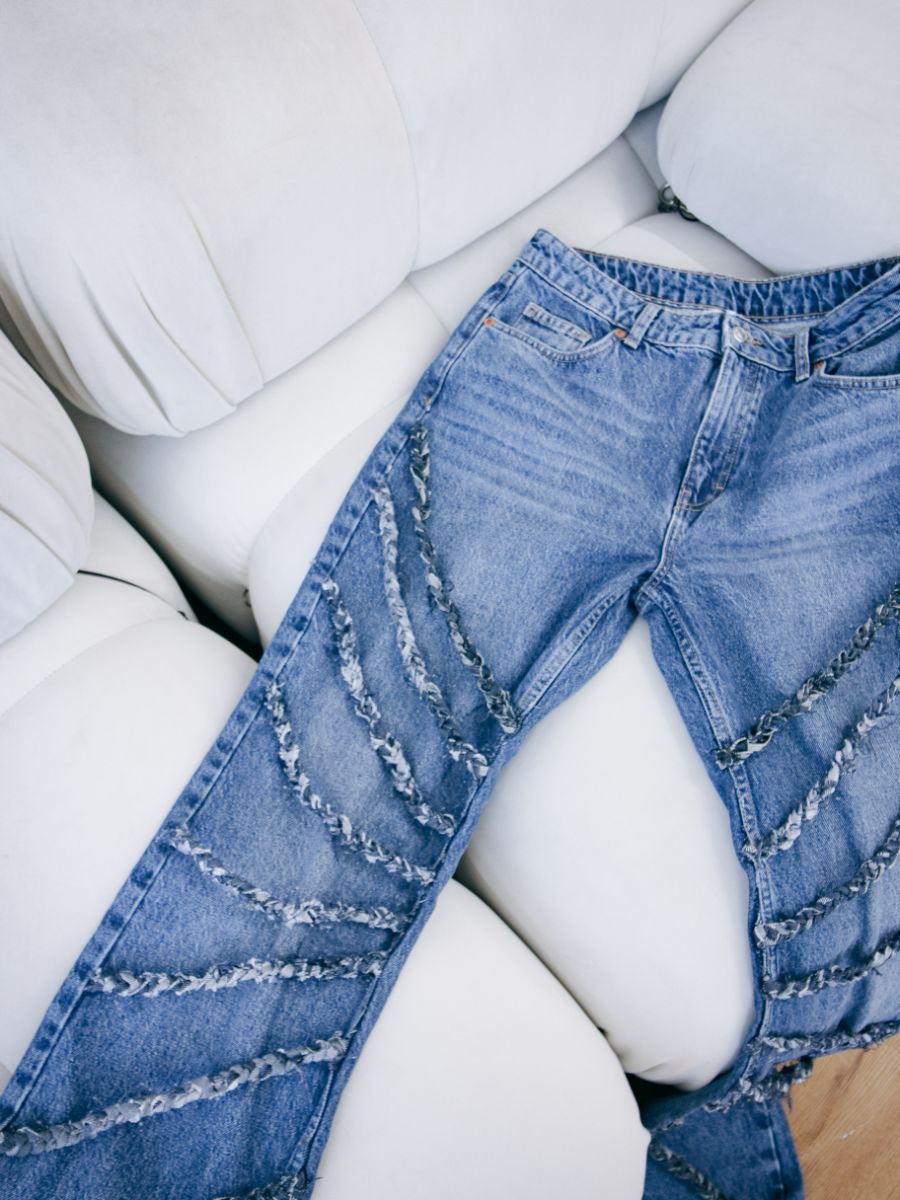 Women's Braided Blue Jeans | Upcycled & Sustainable | Fanfare