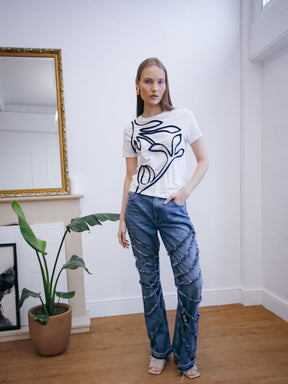 Women's Braided Blue Jeans | Upcycled & Sustainable | Fanfare