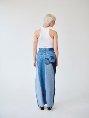 Women's Denim Long Skirt | High Waisted | Sustainable | Fanfare