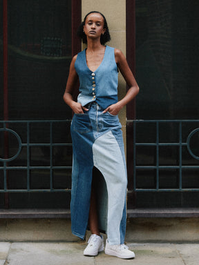 Women's Denim Long Skirt | High Waisted | Sustainable | Fanfare