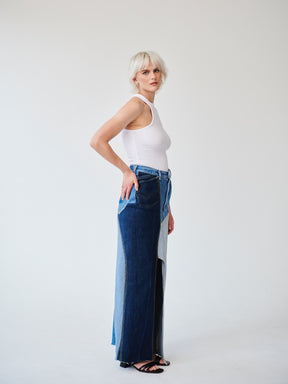Women's Denim Long Skirt | High Waisted | Sustainable | Fanfare