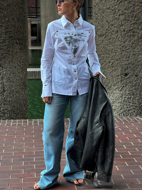 White Shirt With Triangle Feature