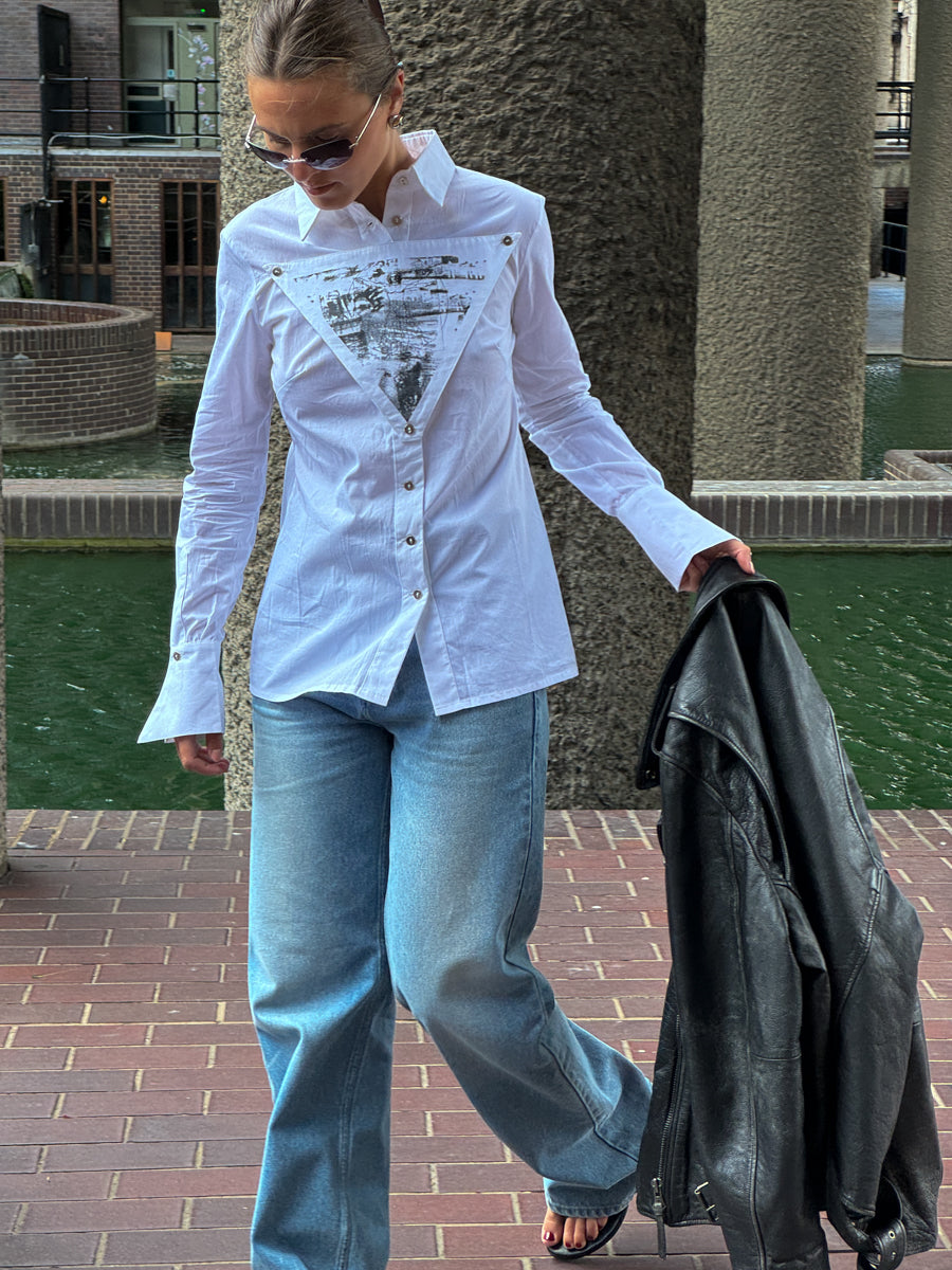 White Shirt With Triangle Feature