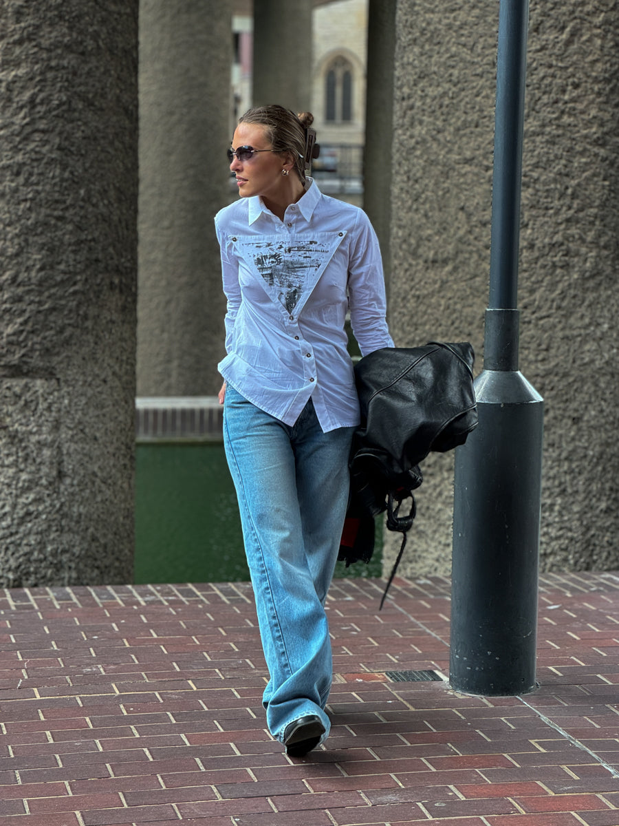 White Shirt With Triangle Feature