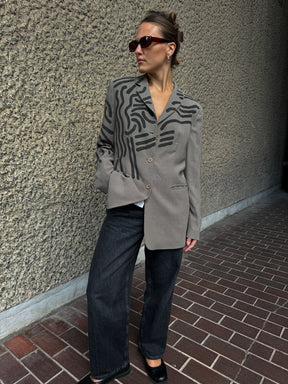 Upcycled Vintage Painted Grey Jacket - Size 10