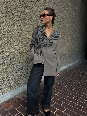 Upcycled Vintage Painted Grey Jacket - Size 10